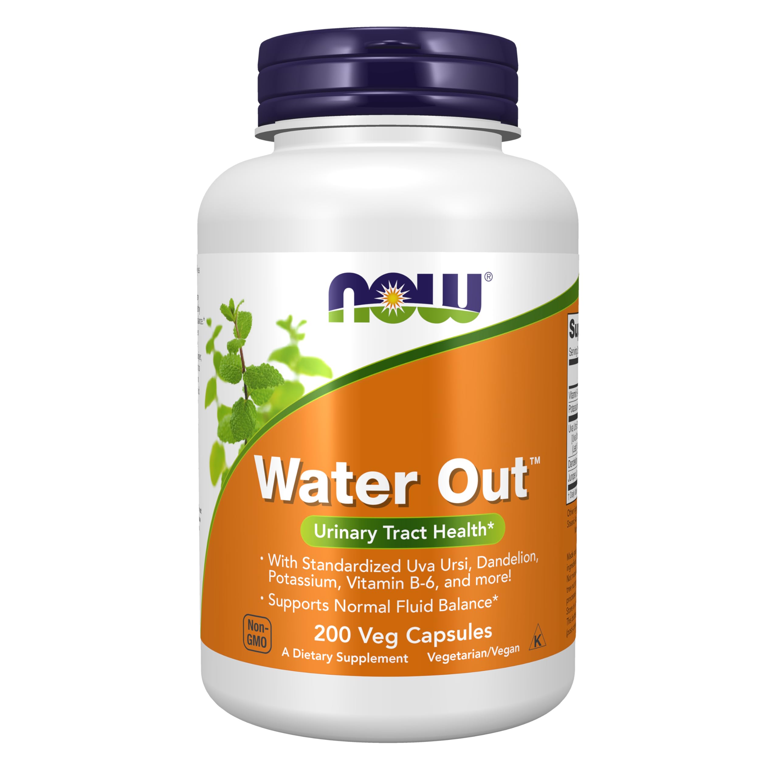 Now Supplements, Water Out, Standardized Uva Ursi, Dandelion, 200 Veg Caps 200 Count (Pack of 1)