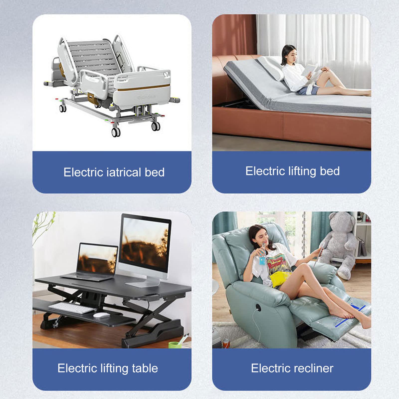 Ejoyous Siłownik Liniowy Elektryczny 24V 750N 150mm Skok Metalowa | Aluminiumstop, Kompatybilny z 24VDC, Mechanika Masażu i Sofy, Ochrona IP65, Skok 10mm/s, do Napędu Podnośnika