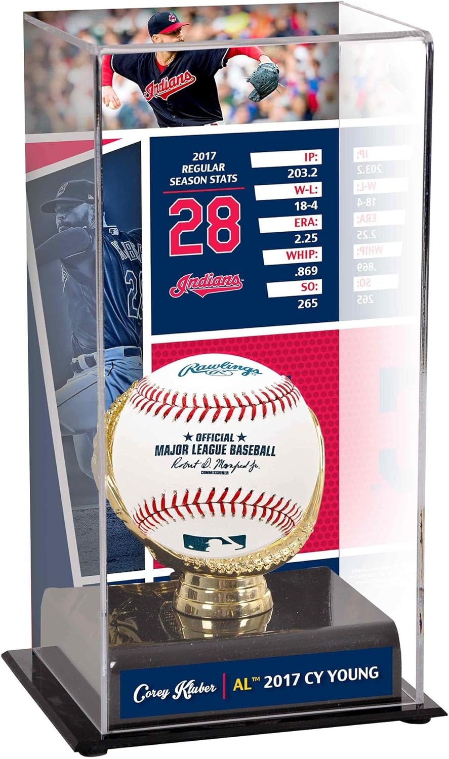 Corey Kluber Cleveland Indians 2017 AL Cy Young Sublimated Display Case with Image - Baseball Free Standing Display Cases ''Case Only''