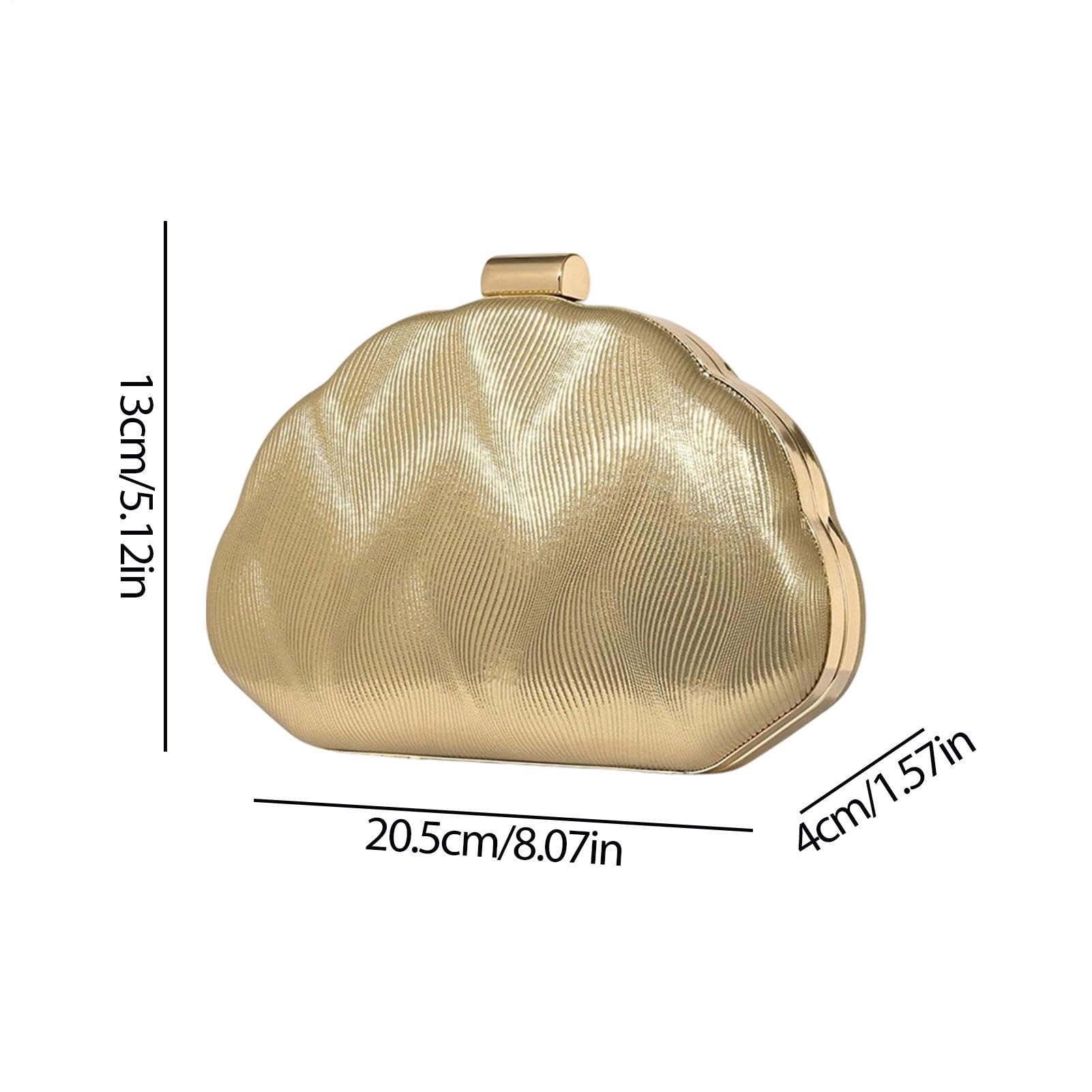 Clutch Dorado De Noche Para Mujer Elegante,Correa De Cadena En Piel Sintética Dorada Moderna | Bolsos para cóctel, boda y graduación,, uso diario, eventos formales y ocasiones casuales elegantes