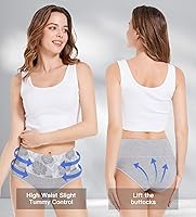 Vista 4 de HAVVIS Bragas Ropa Interior de Mujer de Algodón Cintura Alta Control Abdominal Panties Rosa Jacquard para Damas Multipack