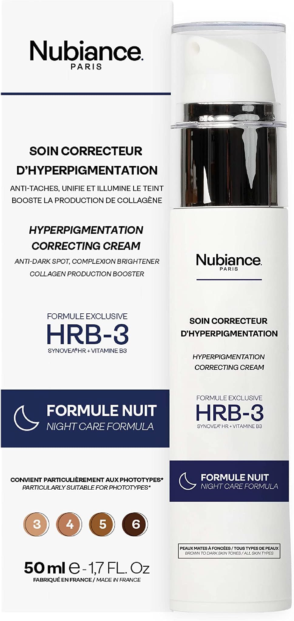 Nubiance - Night Care Hyperpigmentation Corrective Care Routine. Anti Dark Spot Corrector for Face, Hands & Neckline. Powerful tone unifying Cream - 50ml