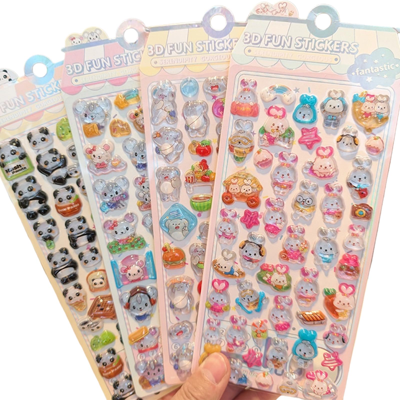 Cartoon Embossed Animal Sticker PVC Resin for Craft Notebook Phone Case Cartoon Animal Waterproof