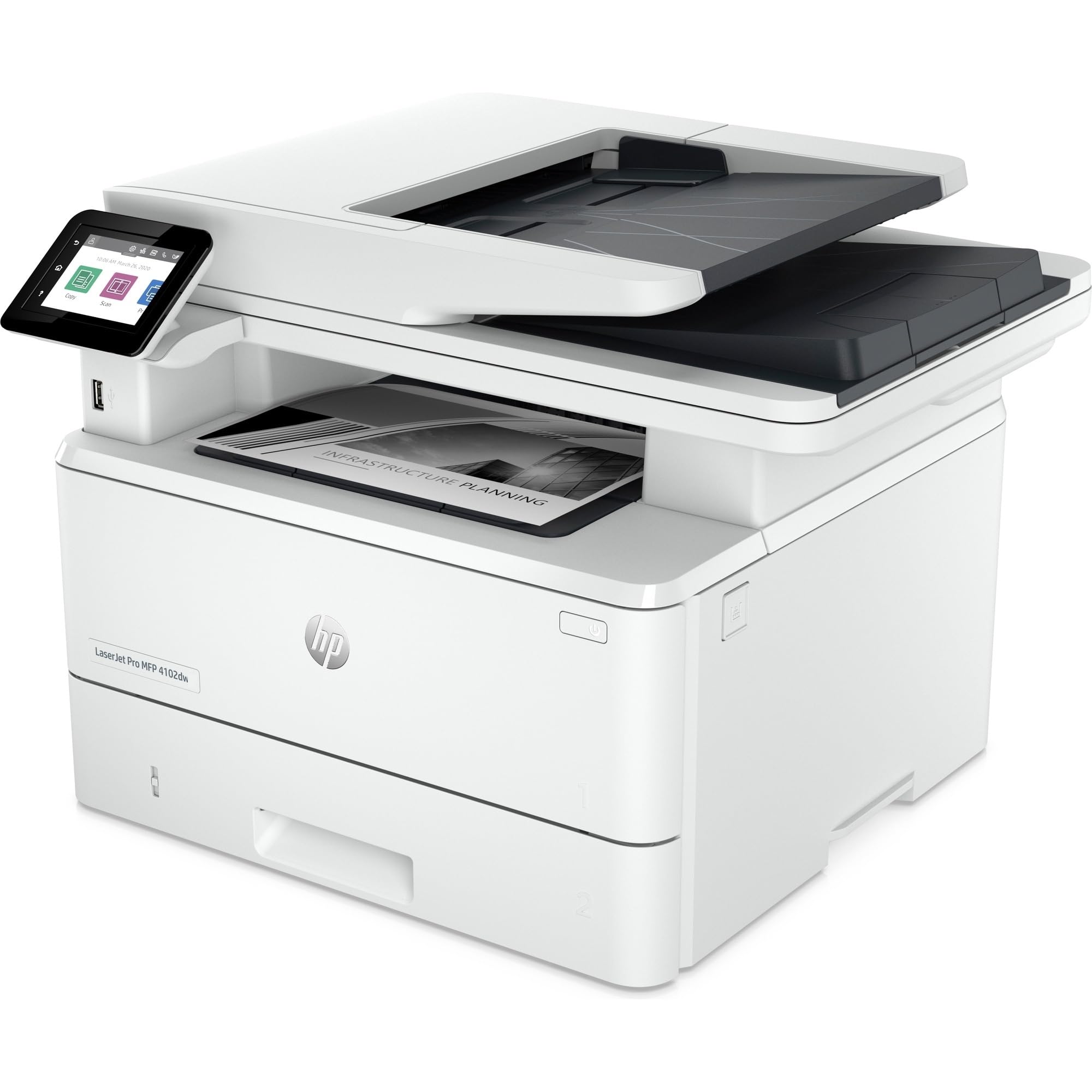 HP Laserjet Pro MFP 4102dw Stampante Multifunzione A4, Stampa Fronte e Retro Automatico, 42 ppm, Wi-Fi, Ethernet, Bianca