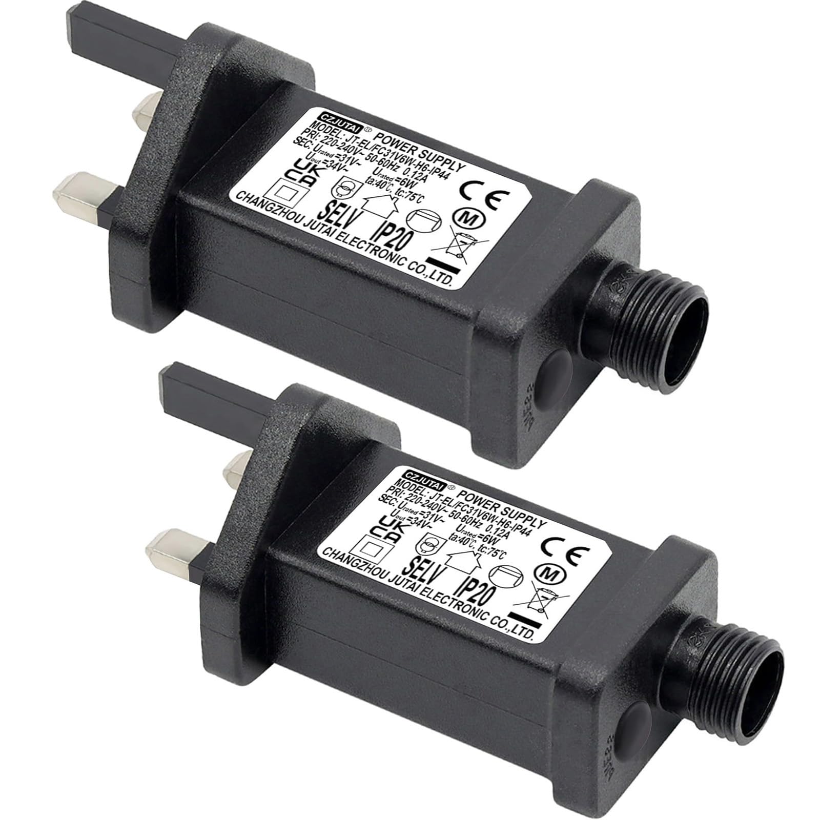 2 Pcs of 31V 6W String Lights Indoor-Outdoor Power Adapter for CZJUTAI JT-EL/FC31V6W-IP44 Christmas Lighting, Illuminate Your Holidays! (Threaded-Multifunction)