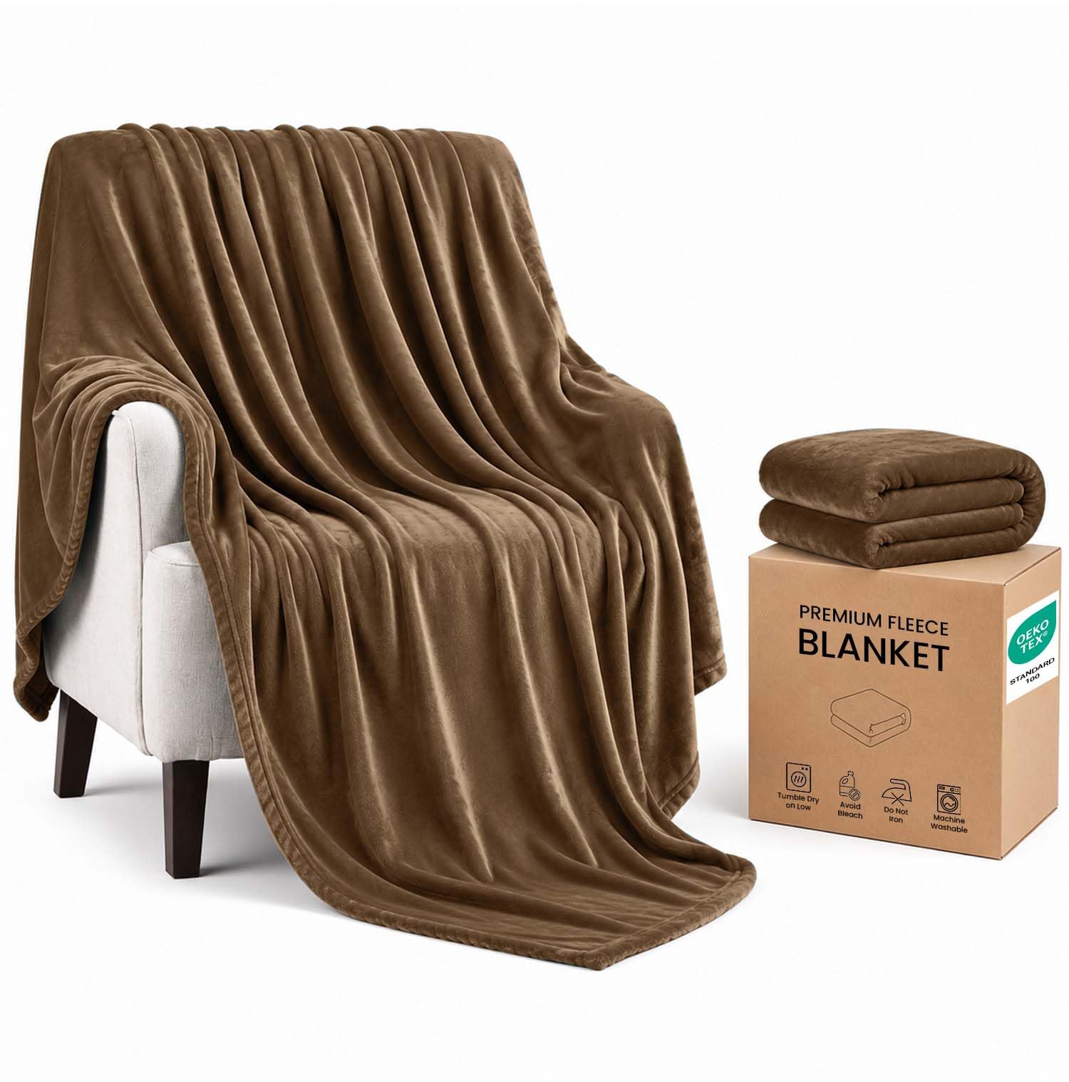 IR Imperial Rooms Fleece Blanket Large Throw - Camel, King 230X270 Cm