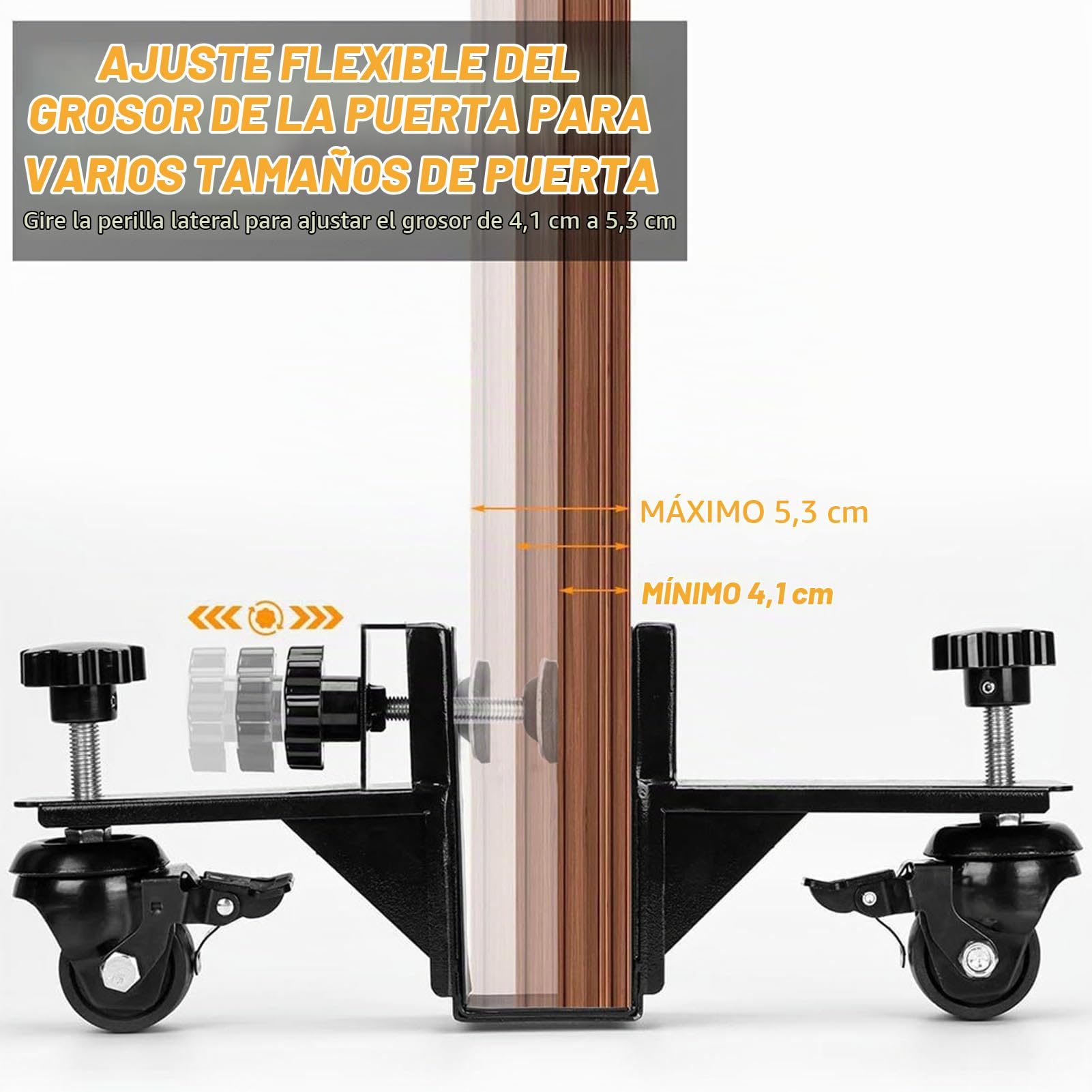 Carro elevador de puerta de alta resistencia, carro de panel de puerta ajustable de acero resistente de 1,6-2,1 pulgadas con ruedas giratorias de 360°