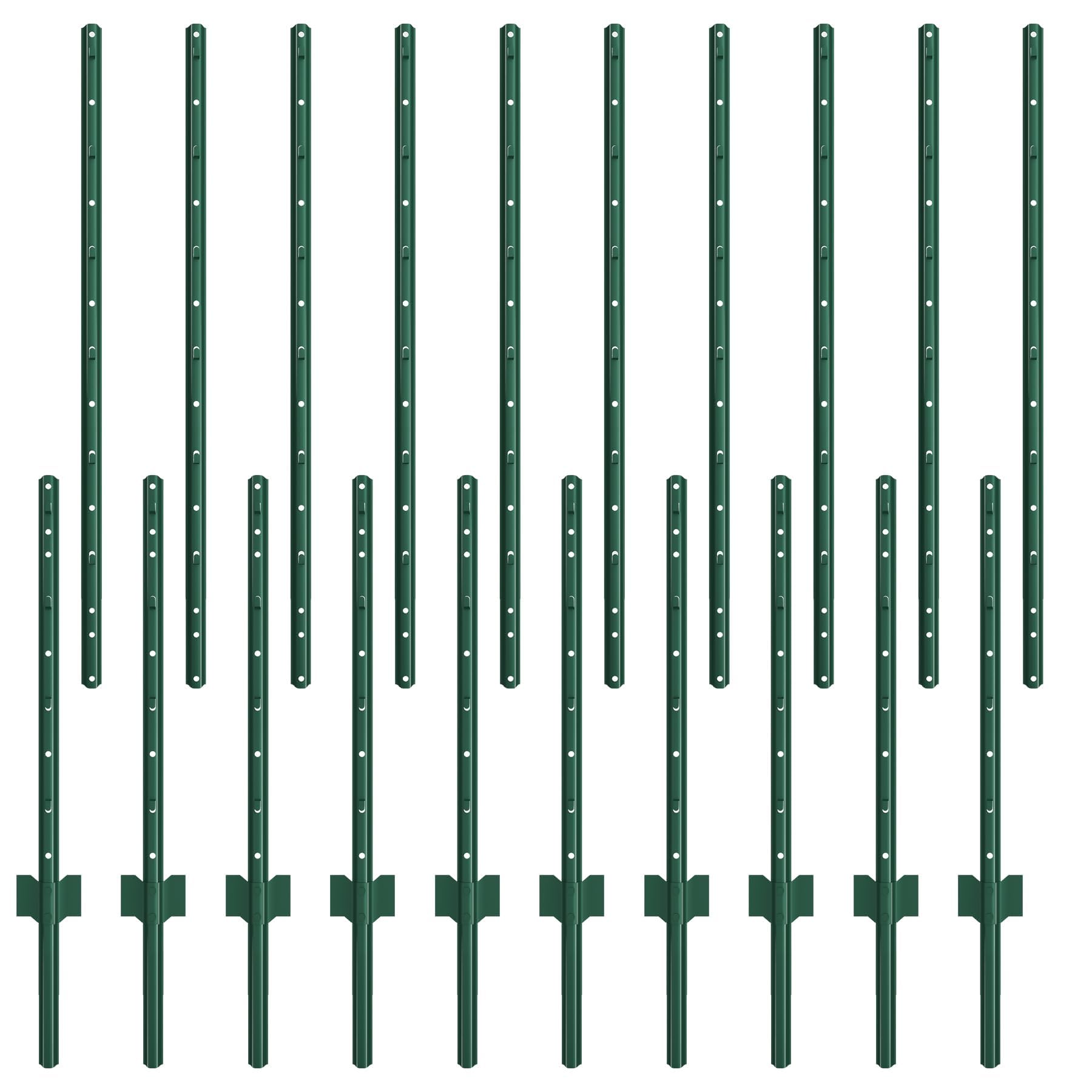 Sptchapn 91cm / 3ft Metal Fence Post, Pack of 10, Strong and Durable U-Fence Post No Digging Green T-Posts forYard, Garden Patio, Outdoor Wires (10) — view 9