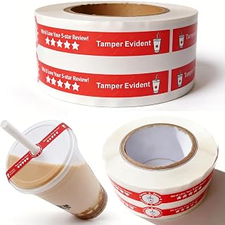 500 Pcs 1x9 Inch Safe Secure Food Delivery Labels, Tamper Proof Seals Stickers for Drink Lids – Tamper Evident Sealing for Fresh Drink Food Delivery, 5 Star Review Delivery Labels(Red Color, Die-Cut)
