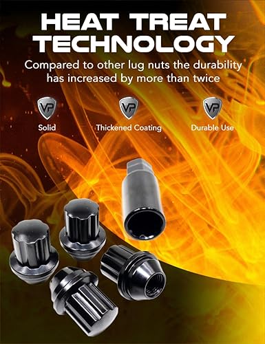 Miniatura 6 de Veritek - Juego de 4 cerraduras de rueda de asiento cónico de bellota grande de 14 x 1.5 pulgadas, 1.496 in de longitud, 0.827 in, 0.866 in, llave