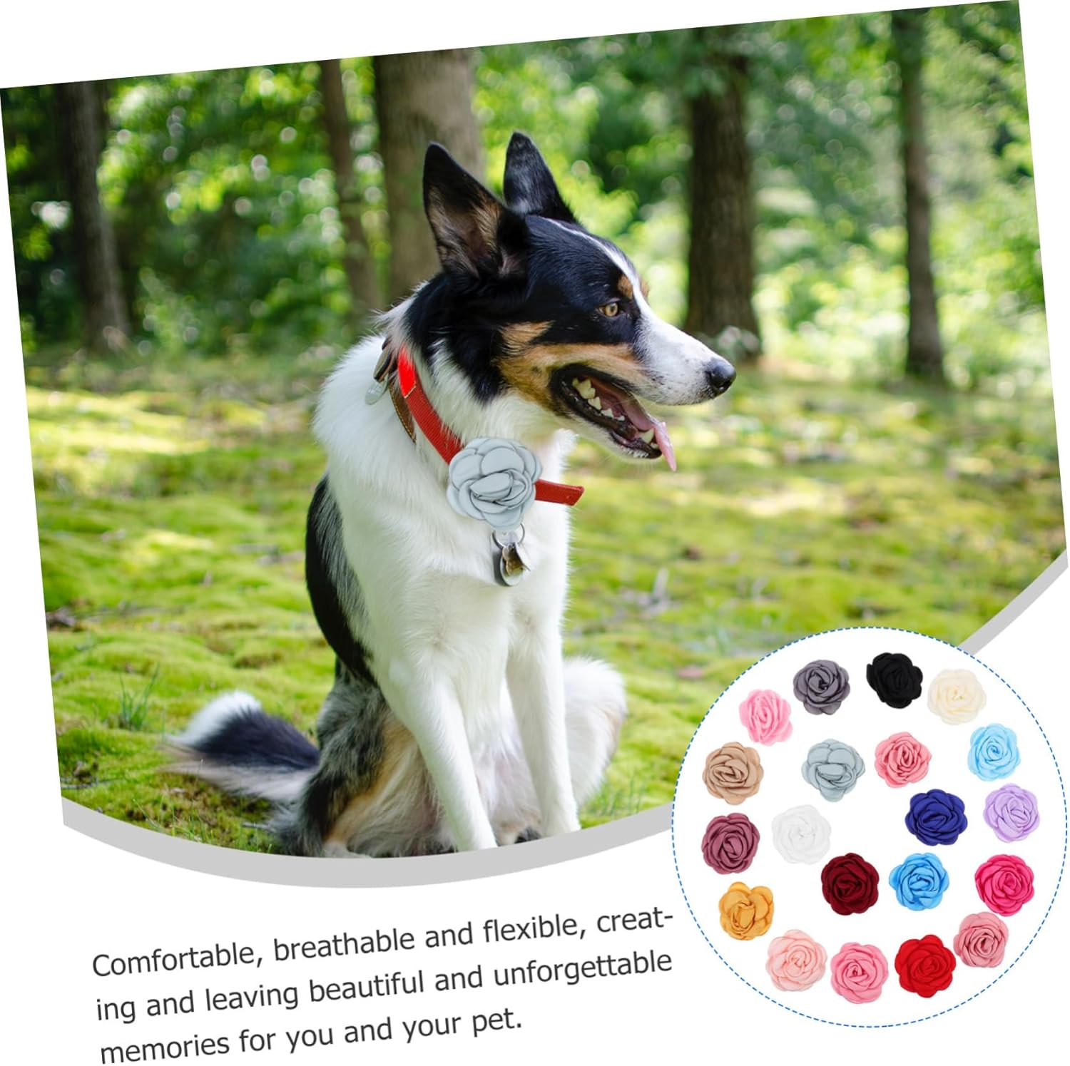 Housoutil 60pcs Chiffon Flower Pet Collar Decorations Random Colors Cute Breathable Floral Accessories for Dogs and Cats for Pet Grooming and Special Occasions