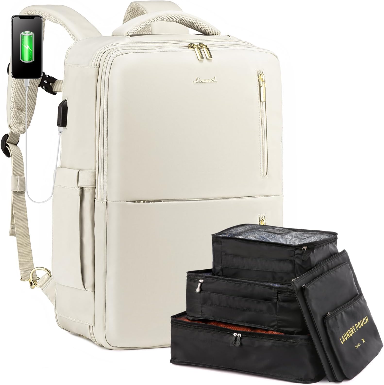Zaino Gomatic Navigator 15-21L Nero | Espandibile, Impermeabile, Con Tasca RFID E Scomparto Laptop 16" | Zaino Da Viaggio E Da Giornata, Bagaglio A Mano | Daypack Innovativo - 2