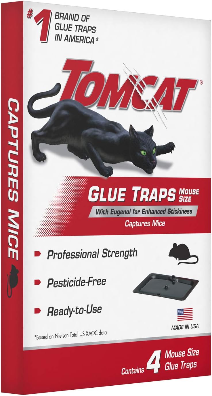 Tomcat Mouse Trap with Immediate Grip Glue for Mice, Cockroaches, Spiders, and Scorpions, Ready-To-Use, 4 Traps : Patio, Lawn & Garden