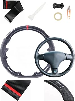 Car Steering Wheel Cover Carbon Fiber Stitch Wheel Wrap Fit for Mazda MX-5 MX5 Miata NB 1998-2000 2001 2002 2003 2004 2005 RX-7 RX7 1999-2002,Black