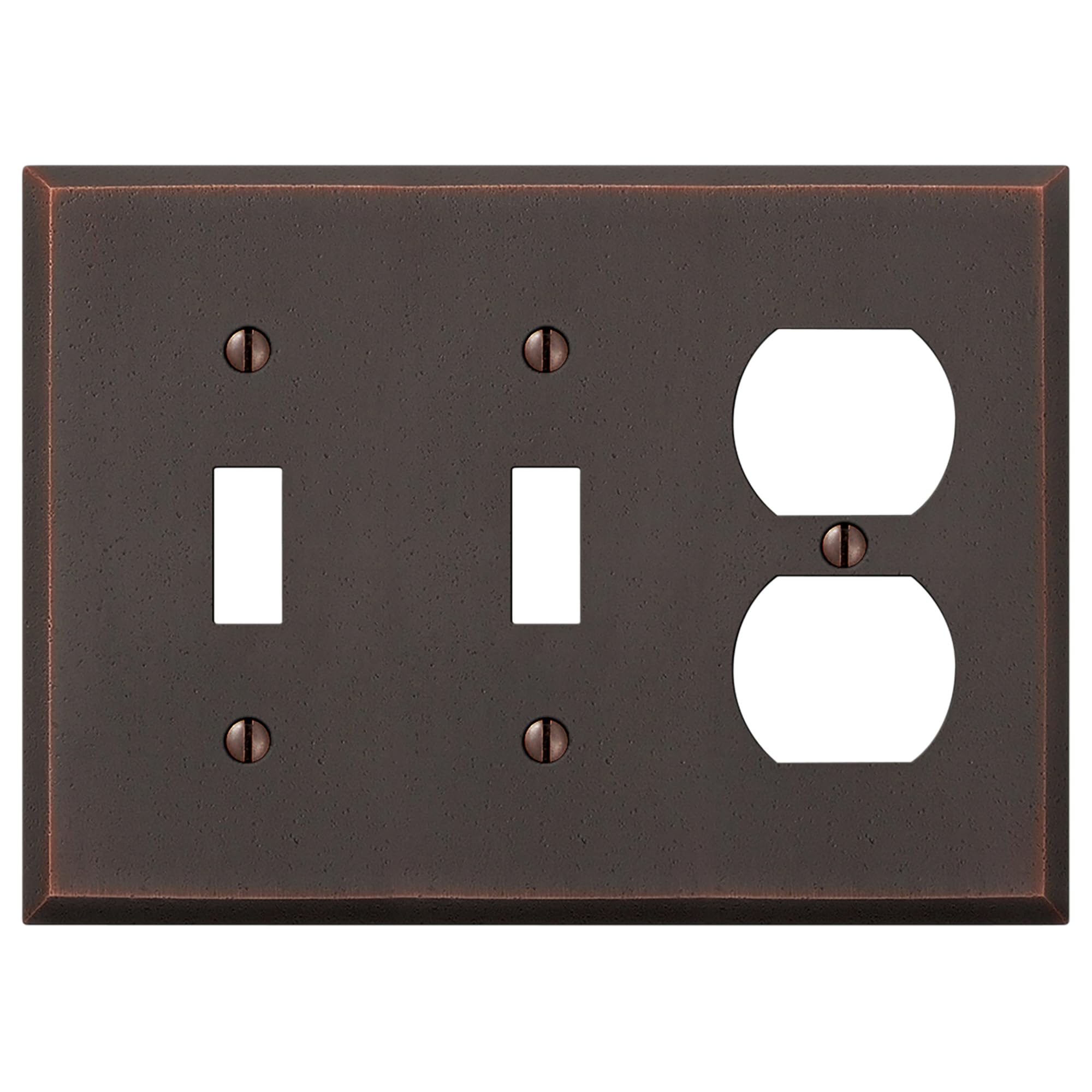 Plaque double interrupteur Amerelle 68ttddb Manhattan bronze pour salon et chambre