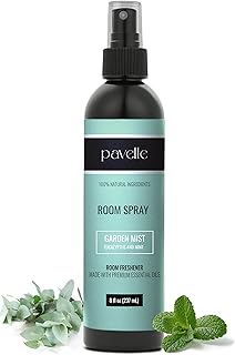 Pavelle Room Spray, 100% Natural Essential Oil Bathroom Air Freshener & Aromatherapy for Stress Relief, Long Lasting, Non Toxic, Concentrated Deodorizer, Made in the USA, Garden Mist, 8 Fl. Oz