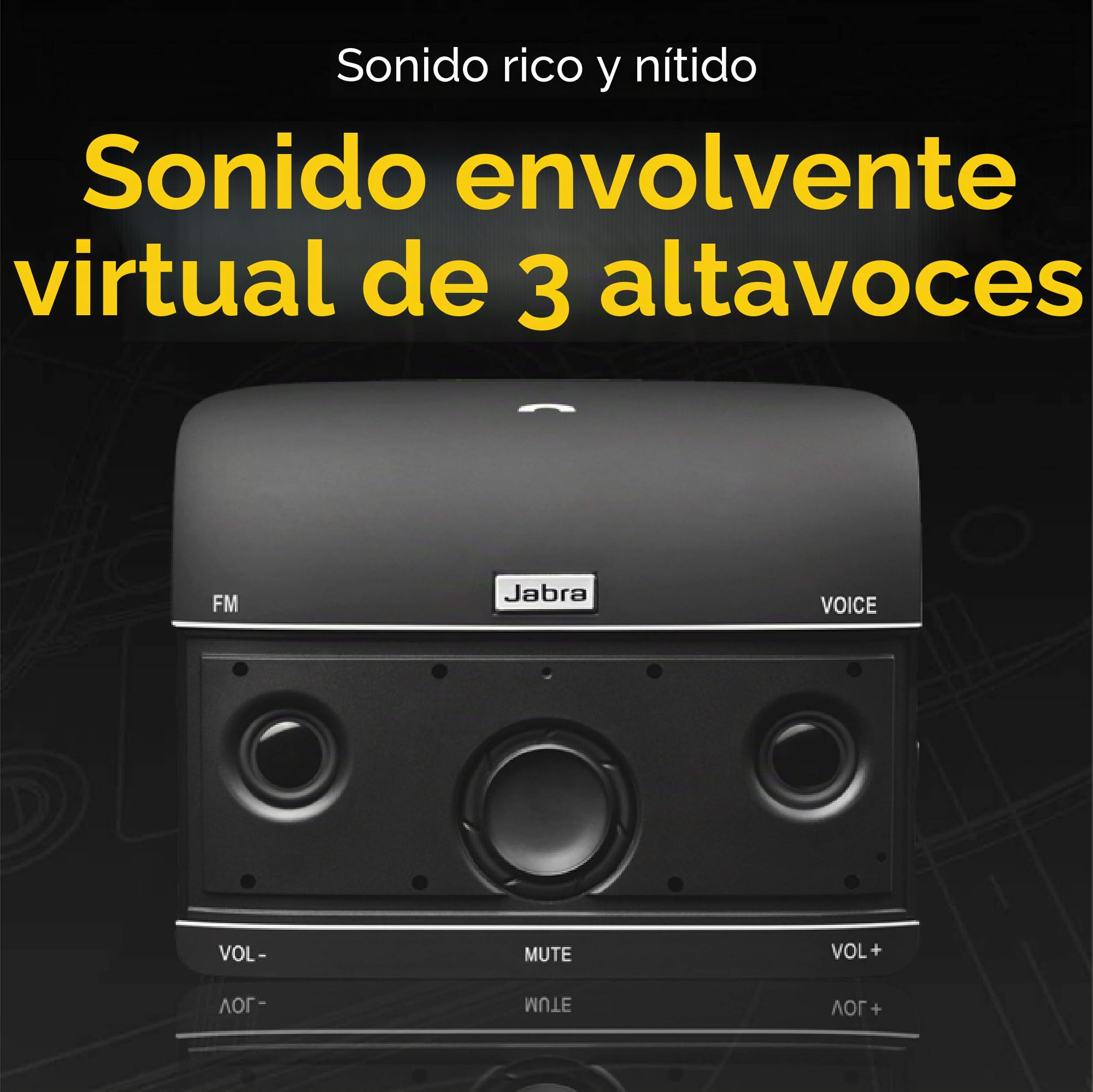 Jabra Freeway – Altavoz Bluetooth para Automóvil, Micrófono y Altavoz Controlado por Voz con Cancelación de Ruido para Llamadas, Música y GPS, Negro