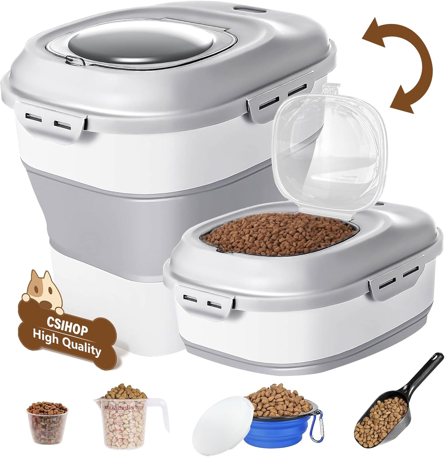 Amazon.com: CSIHOP Dog Food Container 30 Lb, Dog Food Storage Container ...