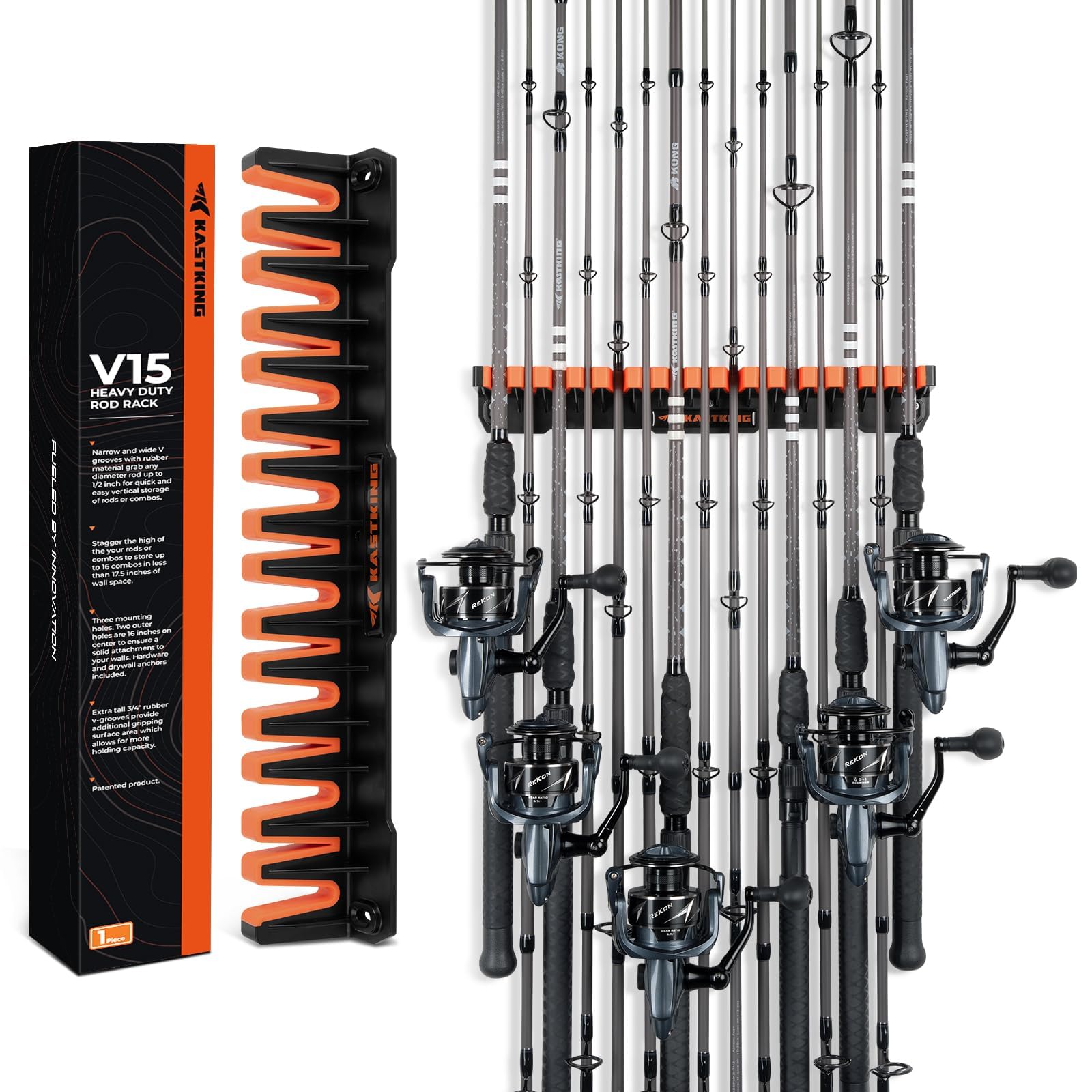 KastKing Vertical Fishing Rod Holder, HD Rod Rack, Pack of 1
