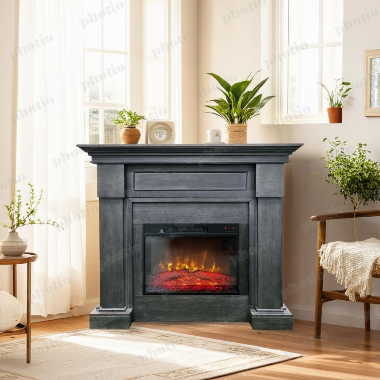 Caminetto elettrico ElectricSun MONTENEGRO Grigio, 3 colori, 127x107cm