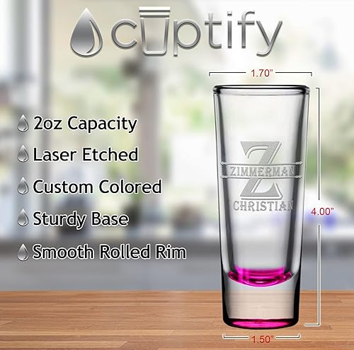 Miniatura 2 de Bloque de inicial de vidrio de chupito personalizado de 2 onzas, tirador alto con texto personalizado, regalo de cumpleaños, decoraciones de fiesta