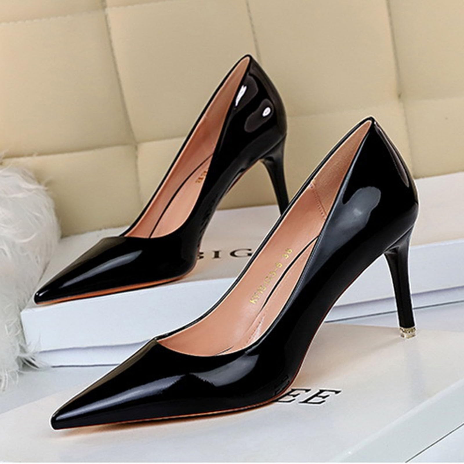 Scarpe da donna con tacco alto, in argento con glitter – décolleté da donna a punta – abito da sera da sposa scarpe da cerimonia nuziale