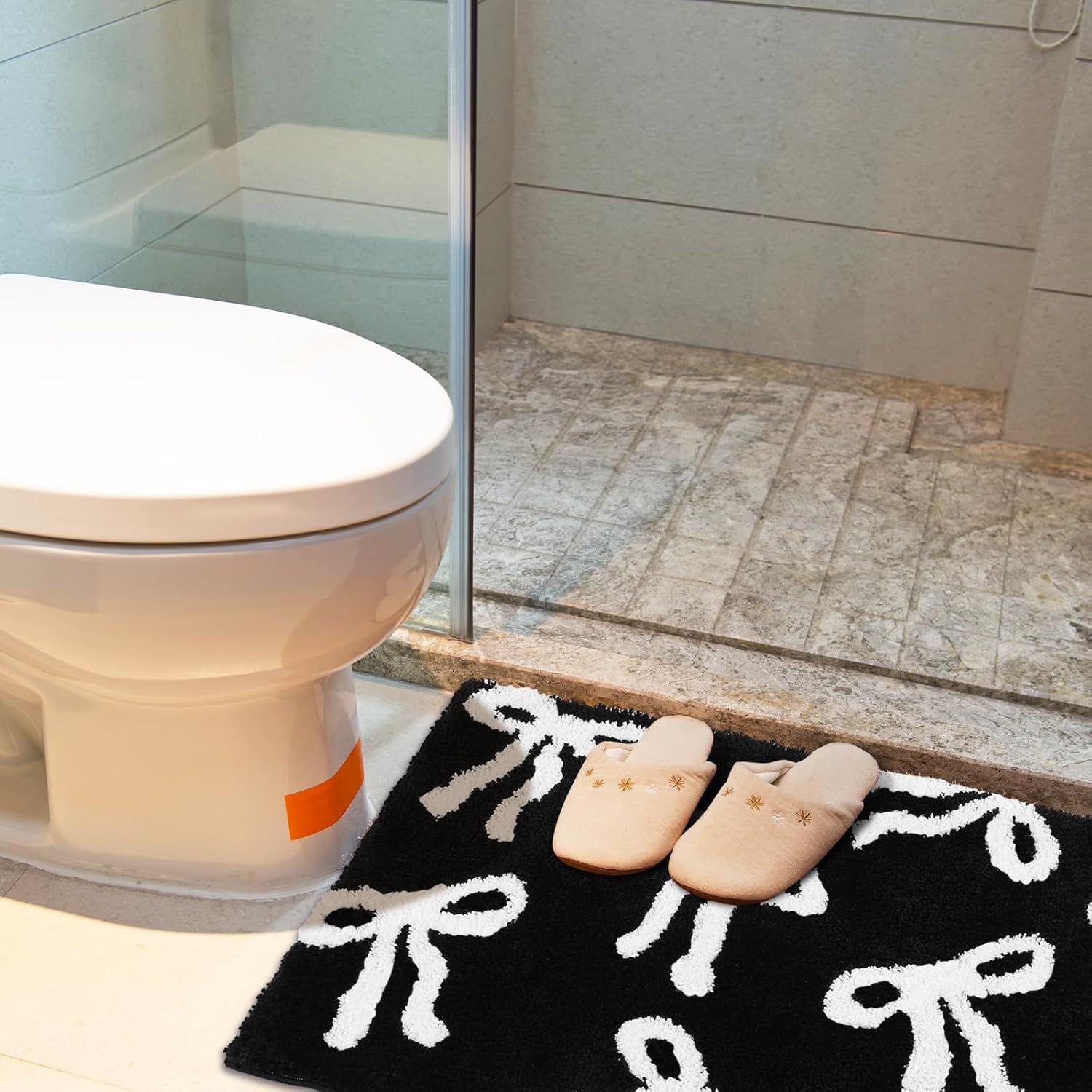 Tinideya Black Bow Bathroom Rug 20 x 32 Inch Coquette Cute Bath Mat for Bathroom Non Slip Absorbent Bow Bath Mat for College Dorm Vanity Shower Bedroom Kitchen Bedroom Decor Valentine's Day Gifts