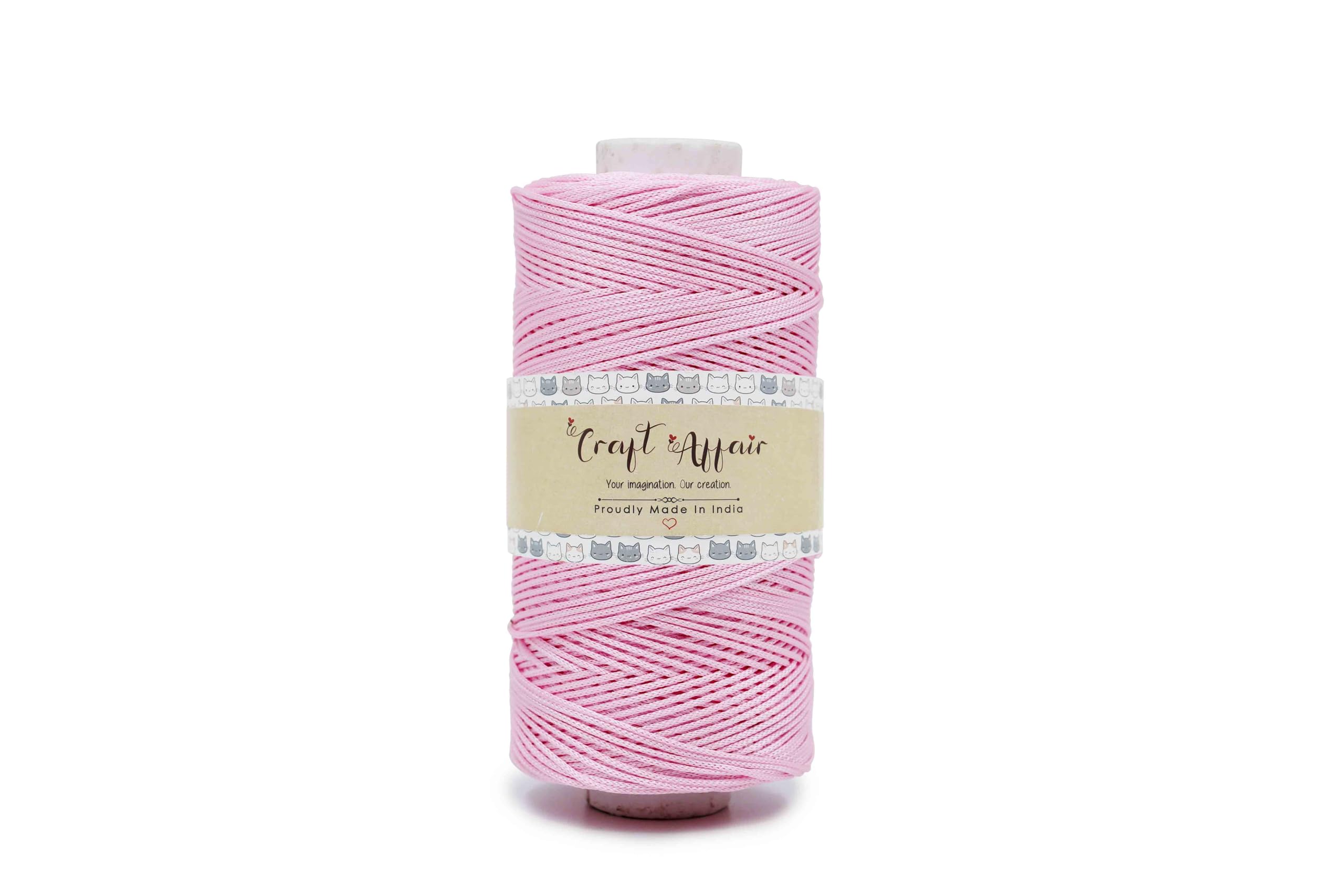 Craft Affair | PP Knitted/Braided (1mm, 100m) Macramé Cord | Nylon Knot Beading for Making Jewelry, Bracelet & Craft - Baby Pink-image-22