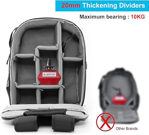 Miniatura 5 de CADeN Mochila para cámara DSLRSLR sin espejo, impermeable, con compartimento para laptop de 15.6 pulgadas, puerto de carga USB, soporte para