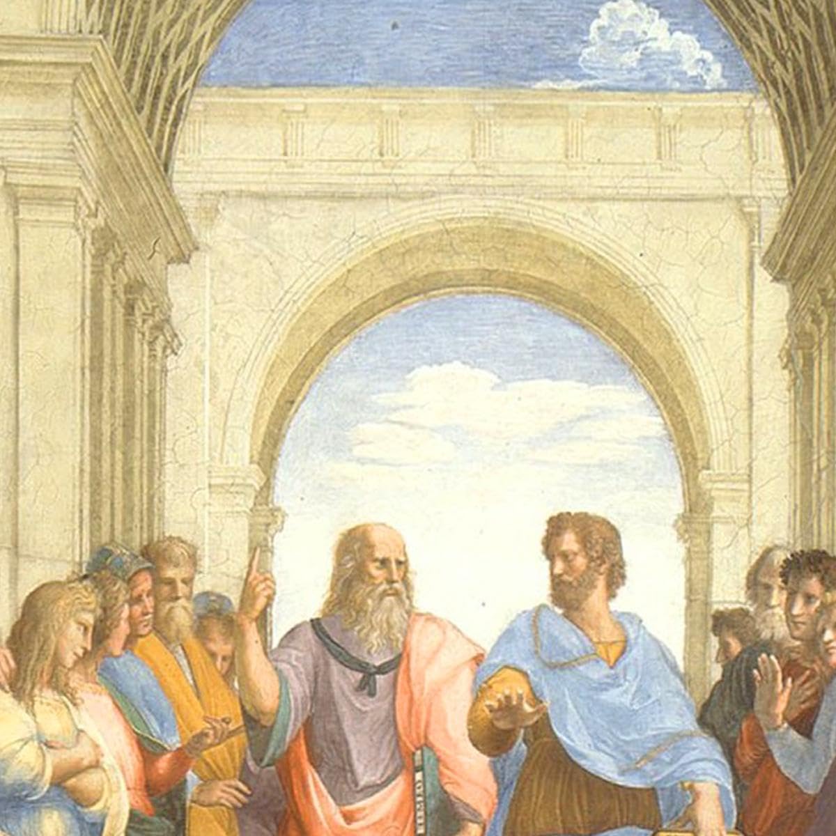 CheQuadro! Escuela de Atenas de Rafael, cuadro grande de alta calidad, impresión sobre lienzo, con bastidor, listo para colgar bsa34-130x90 cm