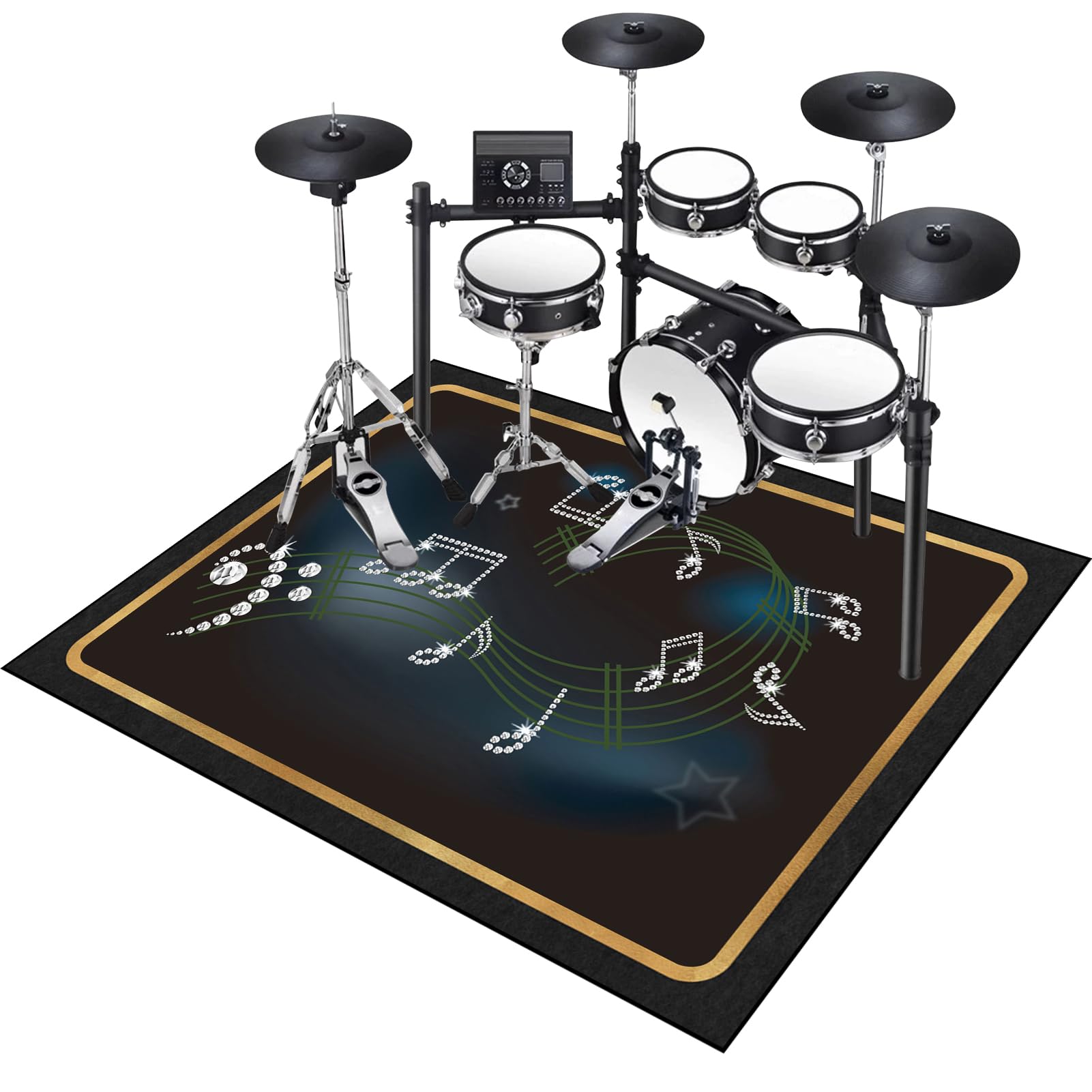Tappeto per Batteria Tappeto a Tamburo Professionale Tappetino Insonorizzato per Batterie elettroniche Rullante Acustica Snare Drum Grancassa Strumenti Musicali Coperta Antiscivolo 120 x 100 cm