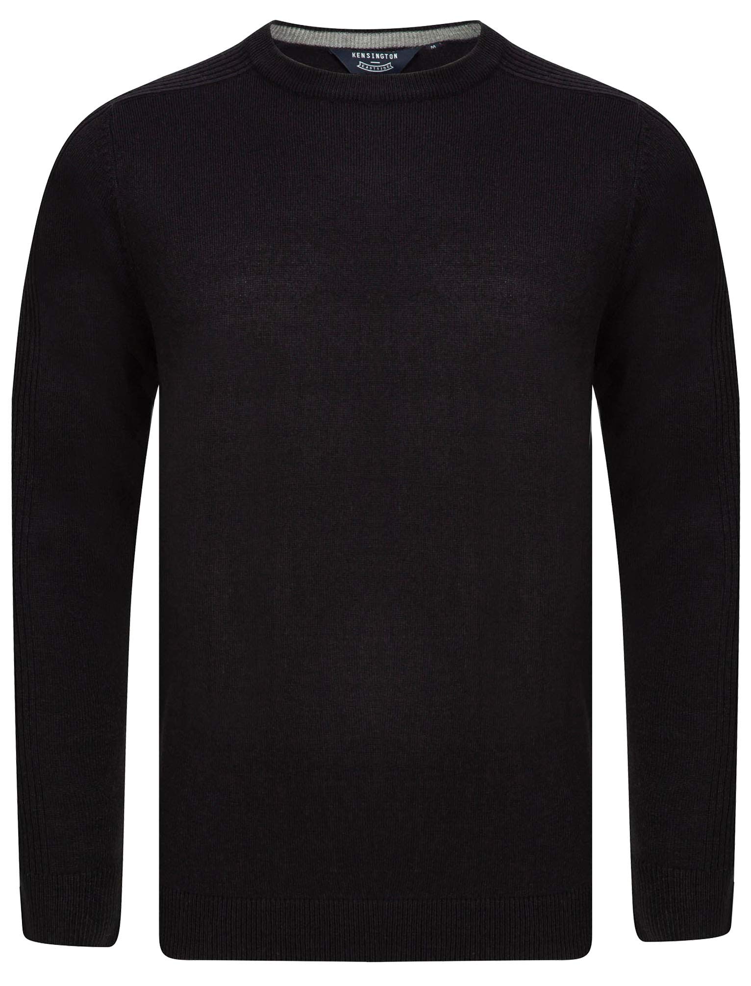 Kensington Eastside Men's Plain Regular Fit Crew Neck Jumper - Jet Black - XL