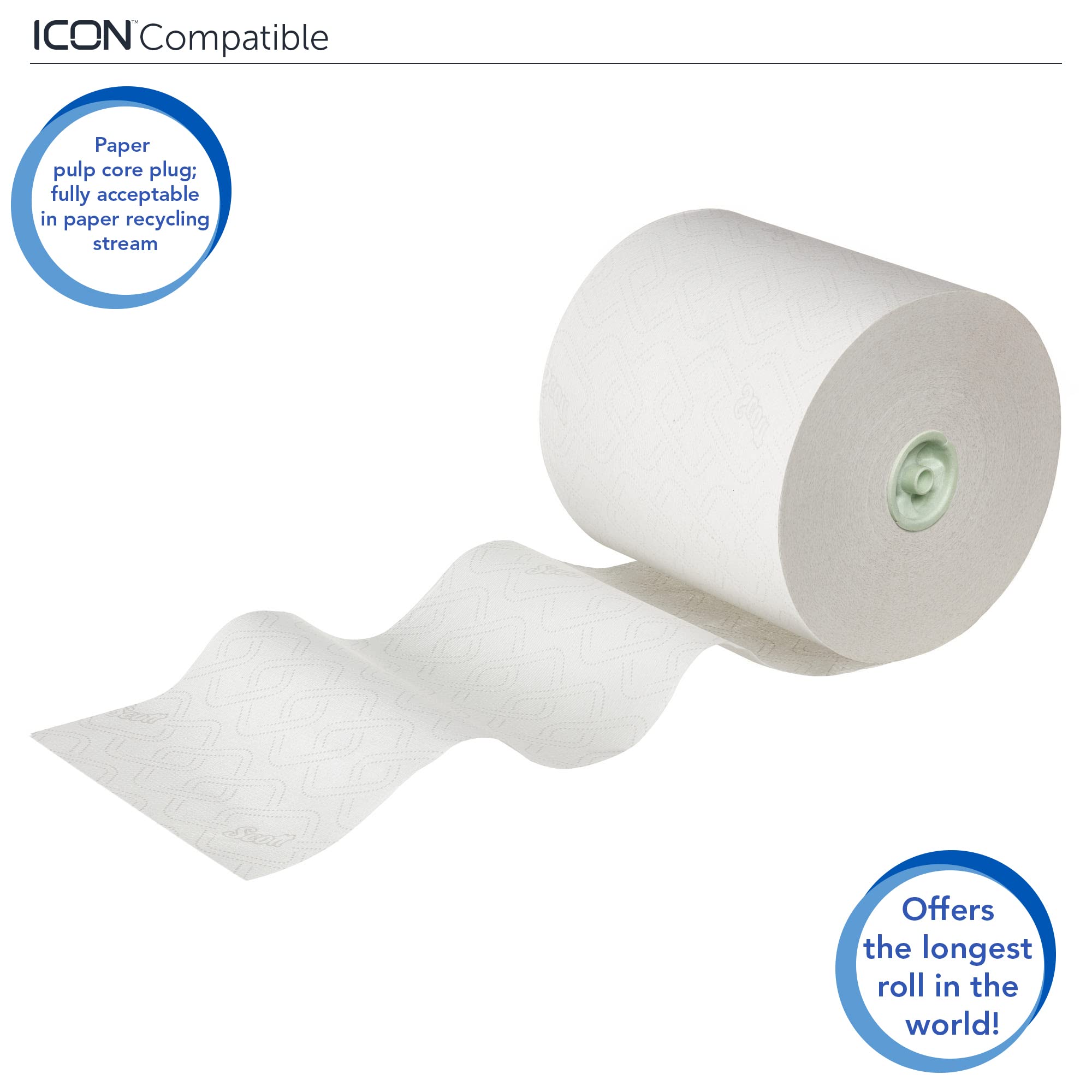 Scott Essential 6638 ręcznik papierowy E-Roll z dużą rolką – 6 x 380 m białych ręczników papierowych (łącznie 2280 m)