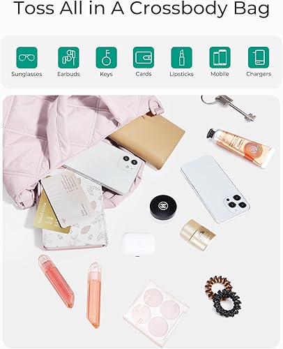 Vista 8 de BAGSMART Bolsos cruzados para mujer, acolchado de cuadrícula acolchada, bolso de hombro, bolso pequeño