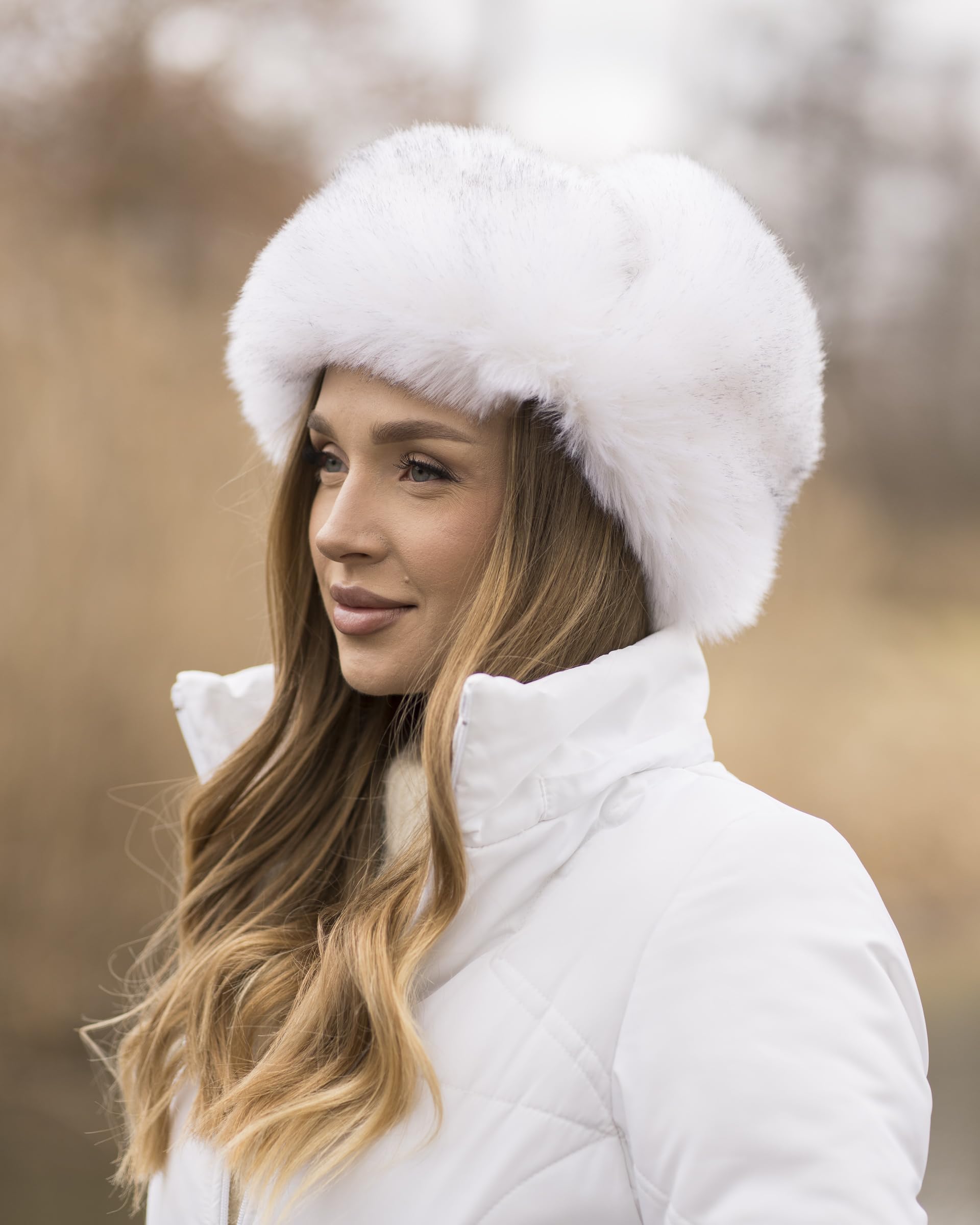 Futrzane Chapeau de Trappeur en Cuir - Chic Chapka Femme Hiver Chaud Fourrure