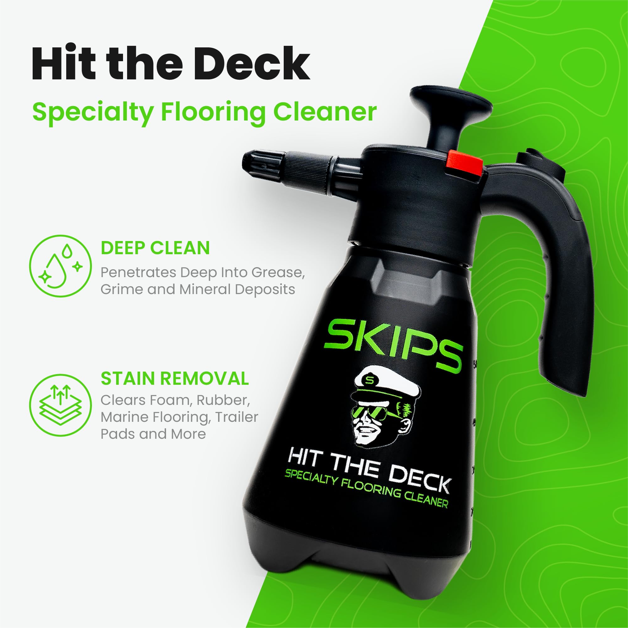 SKIPS Speciality Boat Cleaner: Premium Boat Flooring Cleaner & Tire Cleaner - 1.5 L Pressurized Continuous Spray Bottle and Gallon Refill for Foam, Rubber, Boat Flooring & Trailer Pads