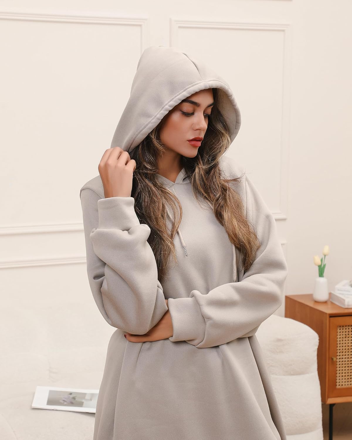 Winter Hoodie Abaya dress for Women - Fleece Lined, with Pockets | Comfortable Muslim Wear - Image 2