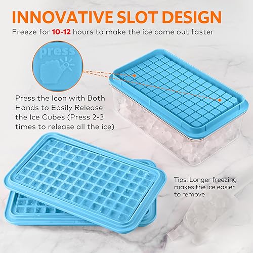 Miniatura 4 de Mini bandeja para cubitos de hielo con tapa y contenedor, 273 bandejas para cubitos de hielo para congelador, molde para cubitos de hielo, moldes