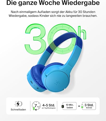 Belkin SoundForm Mini Casque Audio sans Fil pour Enfants avec Micro - Bleu - 4