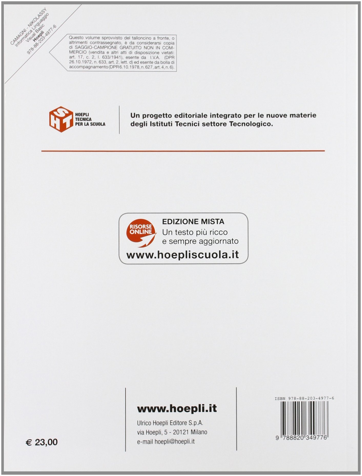 Informatica linguaggio visula basic. Per il biennio degli Istituti tecnici. Con CD-ROM