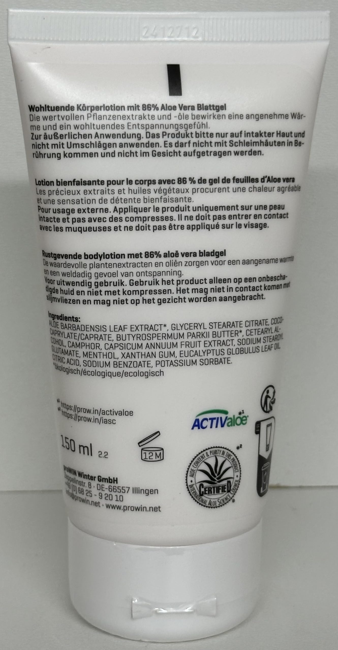 Prowin Aloe Vera AloeVera Heat Lotion 150 ml - Offers Skin Care with  Additional Warmth and Relaxation Feeling : Amazon.de: Beauty