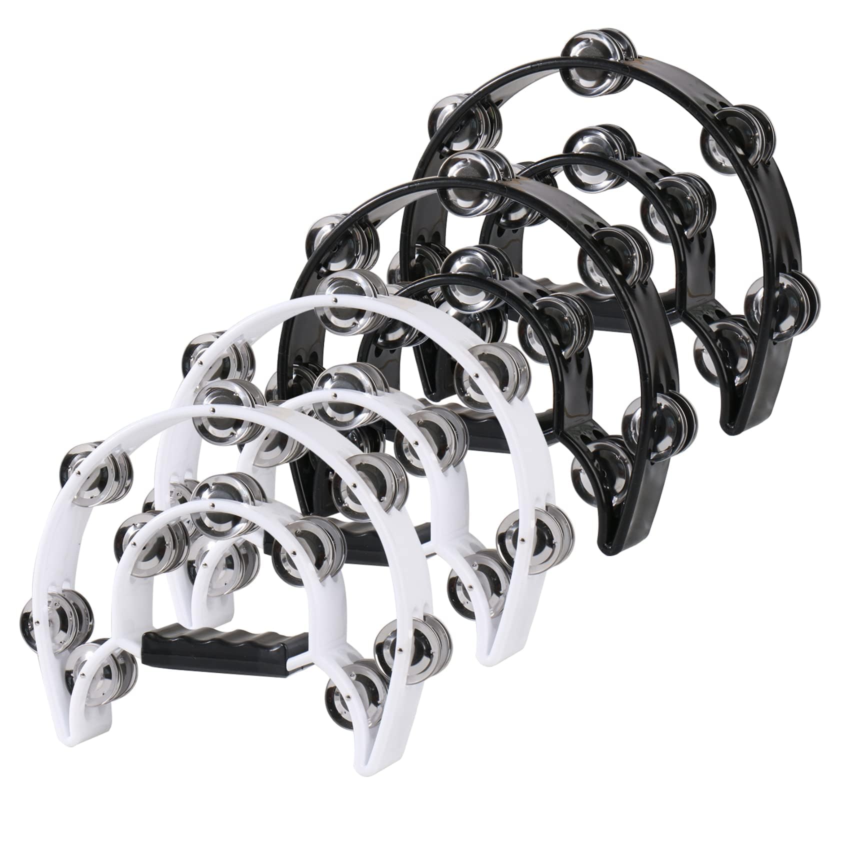 4 Pack Handheld Tambourine with Metal Jingles Panderos Para Adultos Double Row Tamborines Musical Instrument Half Moon Percussion