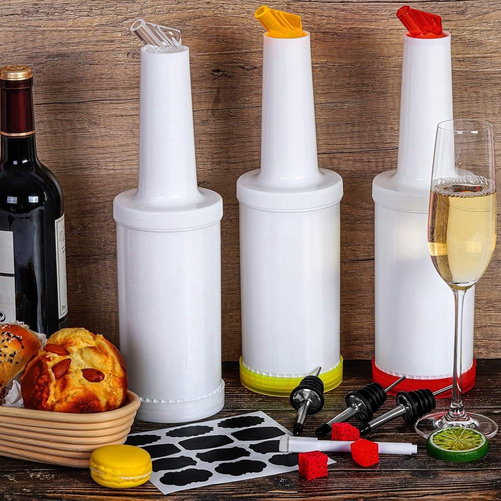 6 Pacchi Bottiglie di Versamento in Plastica con Beccuccio A Veicoli in Acciaio Inossidabile per Negozio di Liquori e Succo