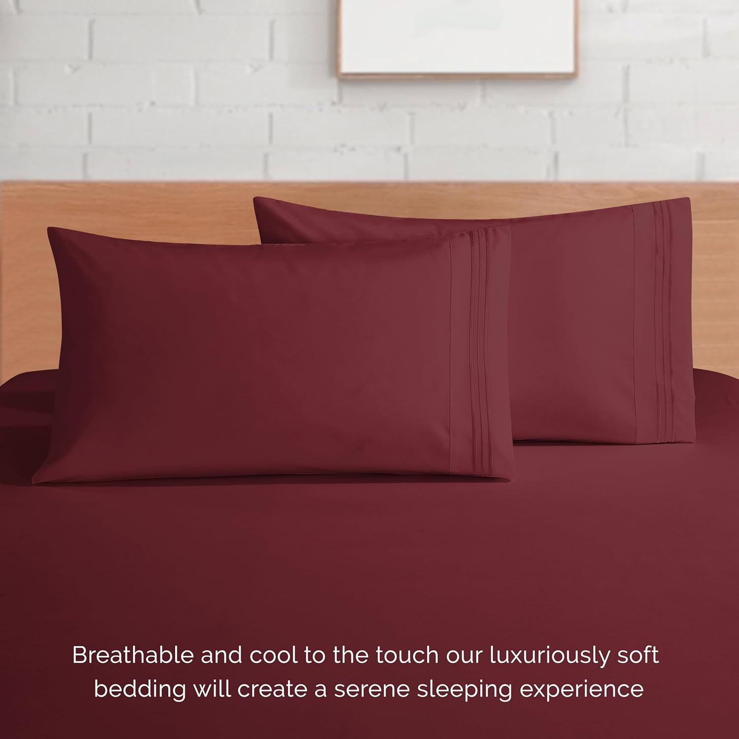 Elegant Comfort Luxury 1500 Premium Hotel Quality Microfiber 4-Piece Sheet Set - Soft, All Around Elastic 18-24 Inches Deep Fitted Sheet - Extra Deep Pocket Sheets, Queen, Burgundy