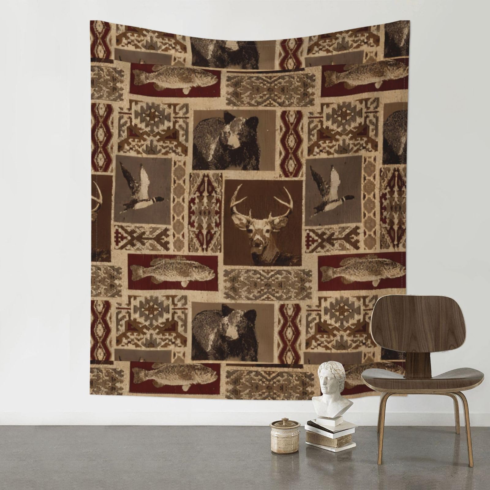 YYHWHJDE Moose Bear Deer Prints Wall Tapestry 60x51in - High-Grade Polyester Throw for Dorm Room Decor, Beach Blankets & Home Accent