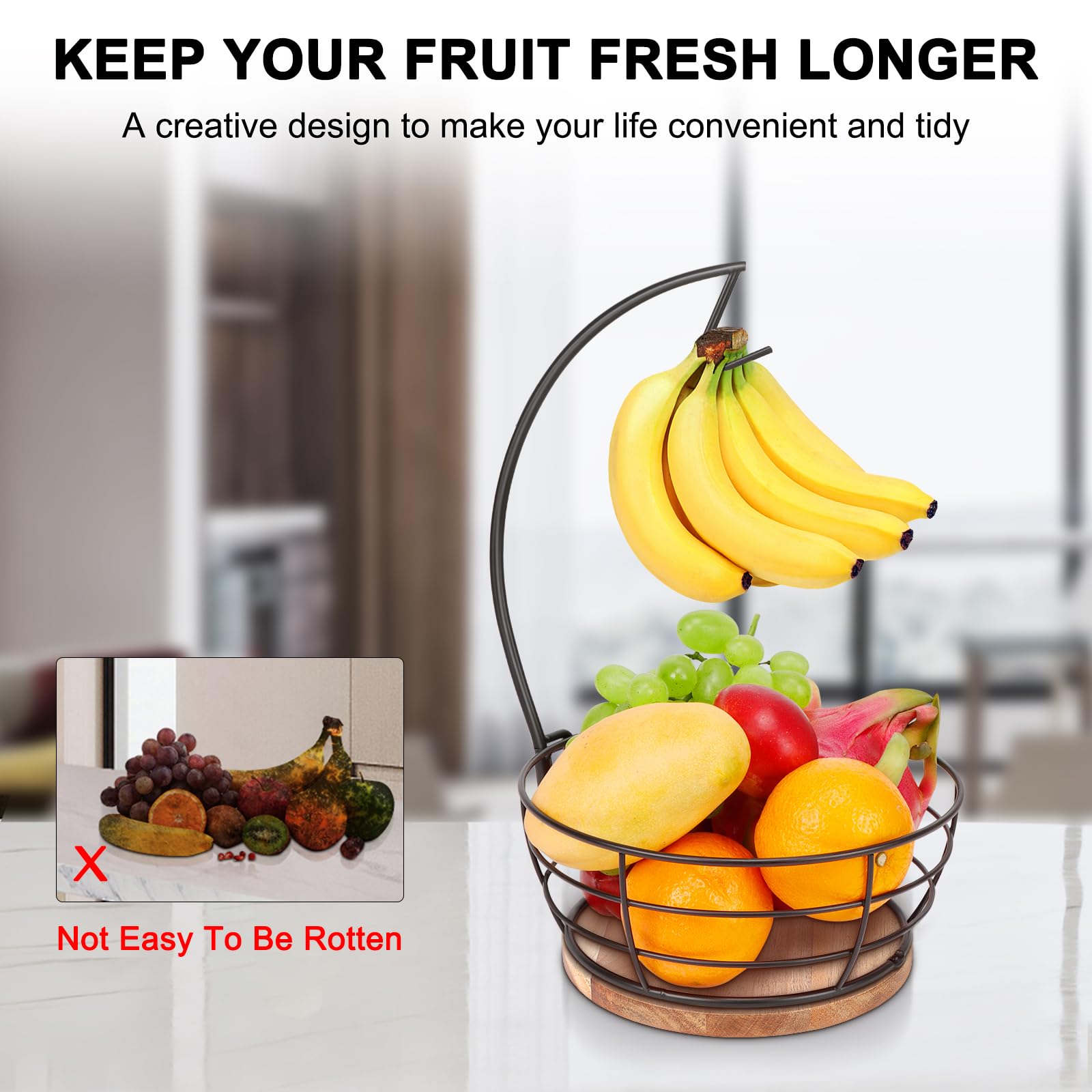 Portabanane E Cesto Frutta Livabber Con Base In Marmo - Cromato, Moderno
