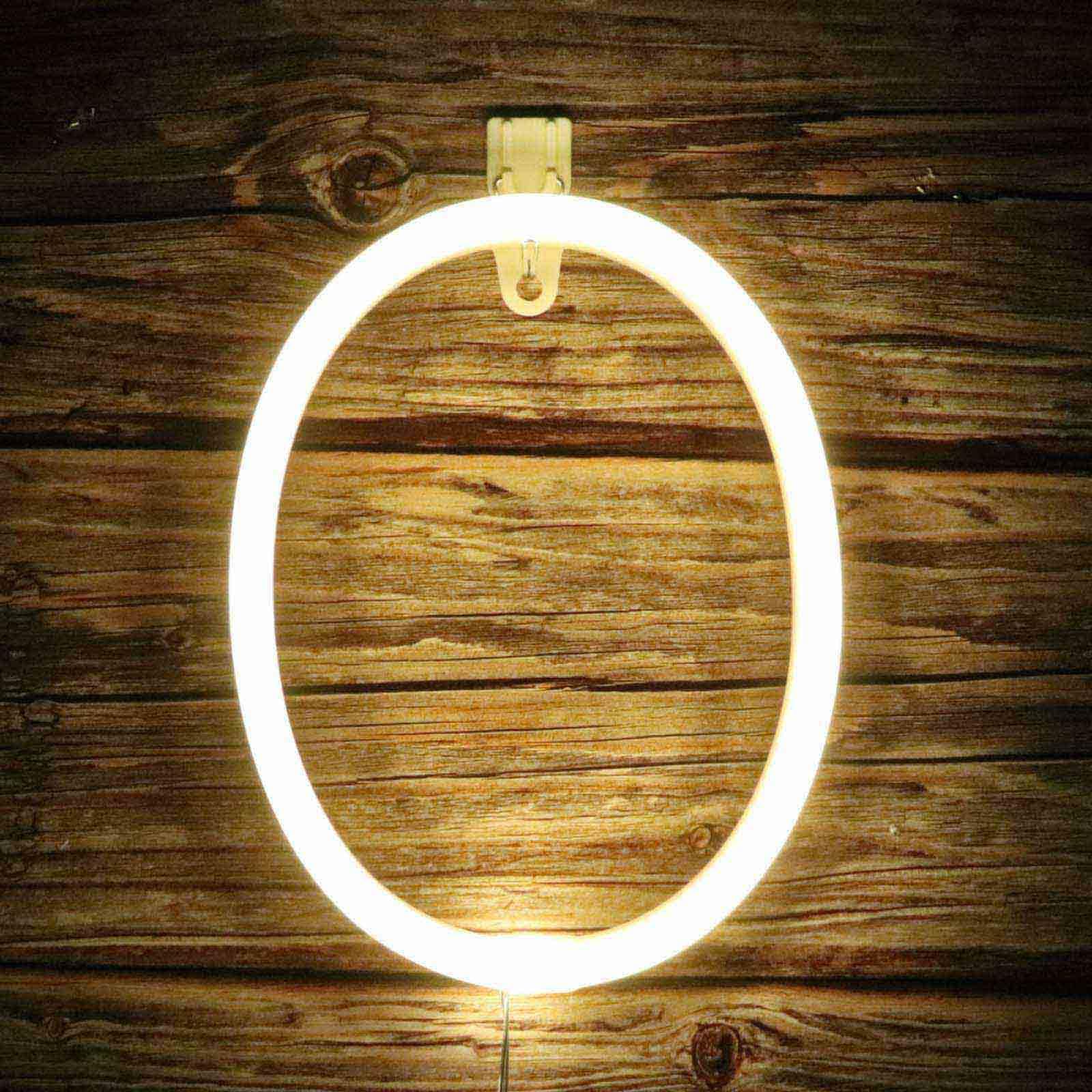 Warm White Arabic Number Neon Sign USB & 3AA Battery Powered Neon Light for Bedroom Wall Home Bar Cafe Wedding Decor Party Lighting LED Night Light（No.0） — image 1