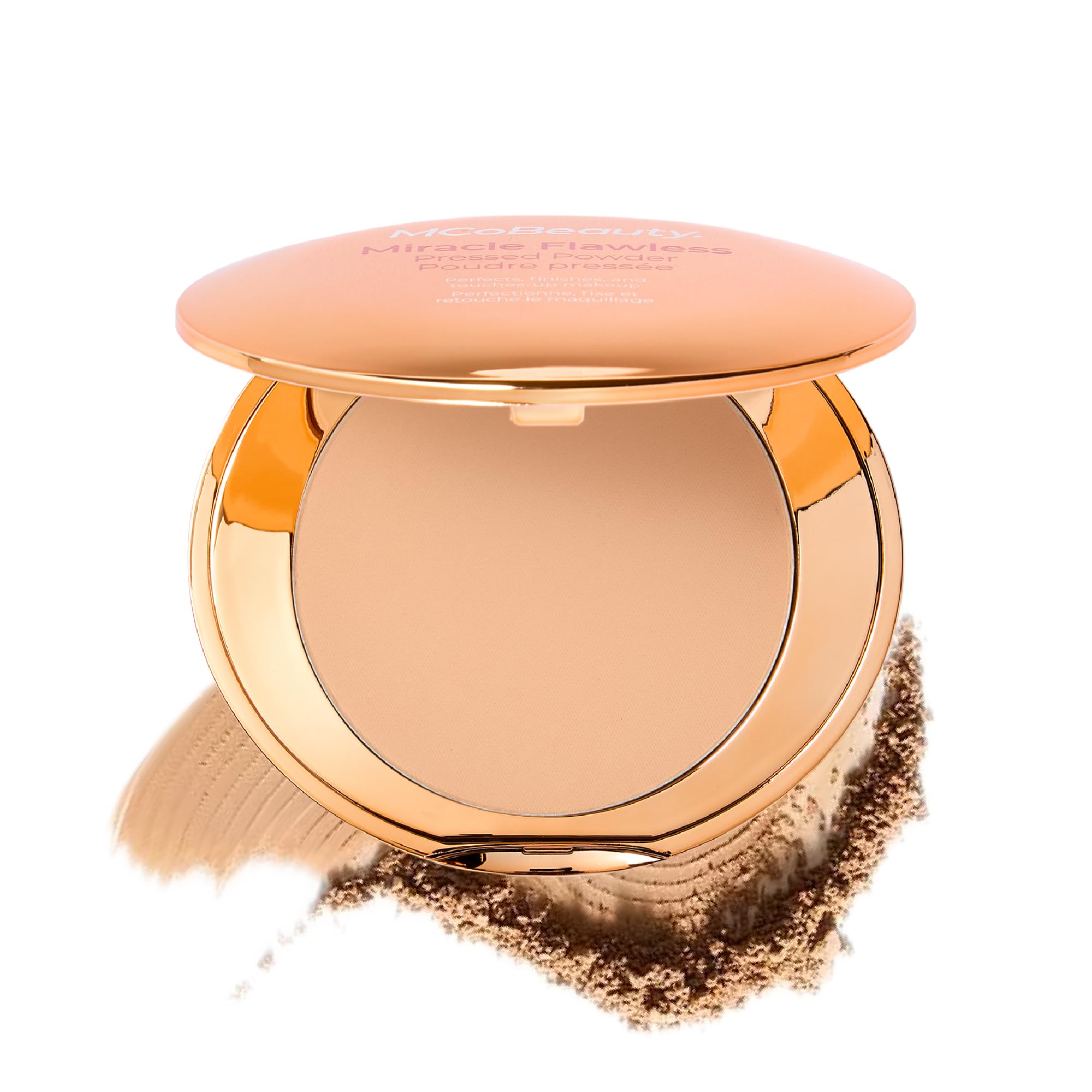 MCoBeautyMiracle Flawless Pressed Powder - 3 Medium Warm Shade - Compact Setting Powder with Rose Flower Extract and Sweet Almond Oil - Helps Finish and Refine the Look of Makeup