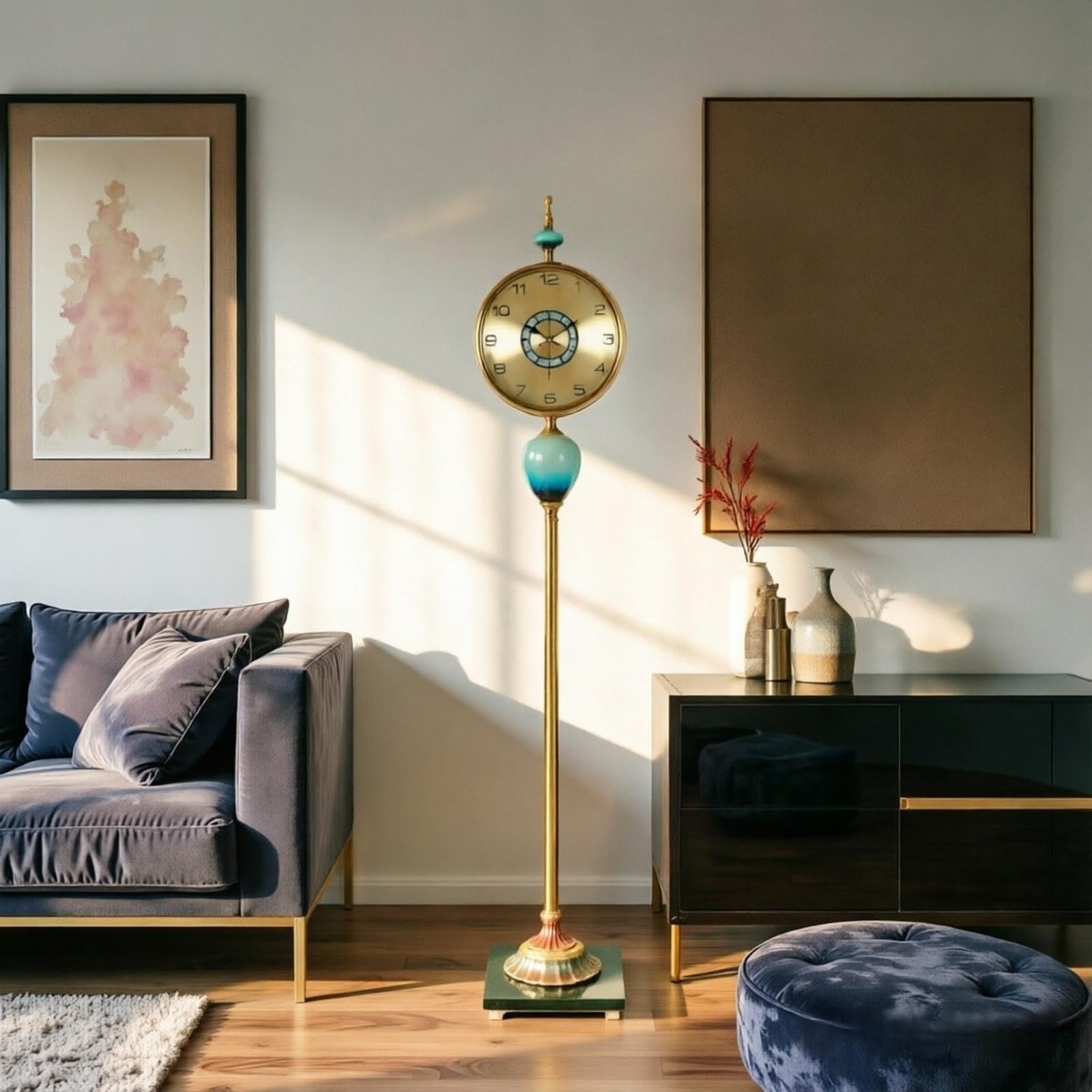 Decorativo Reloj de pie metal cuarzo silencioso dorado para la oficina