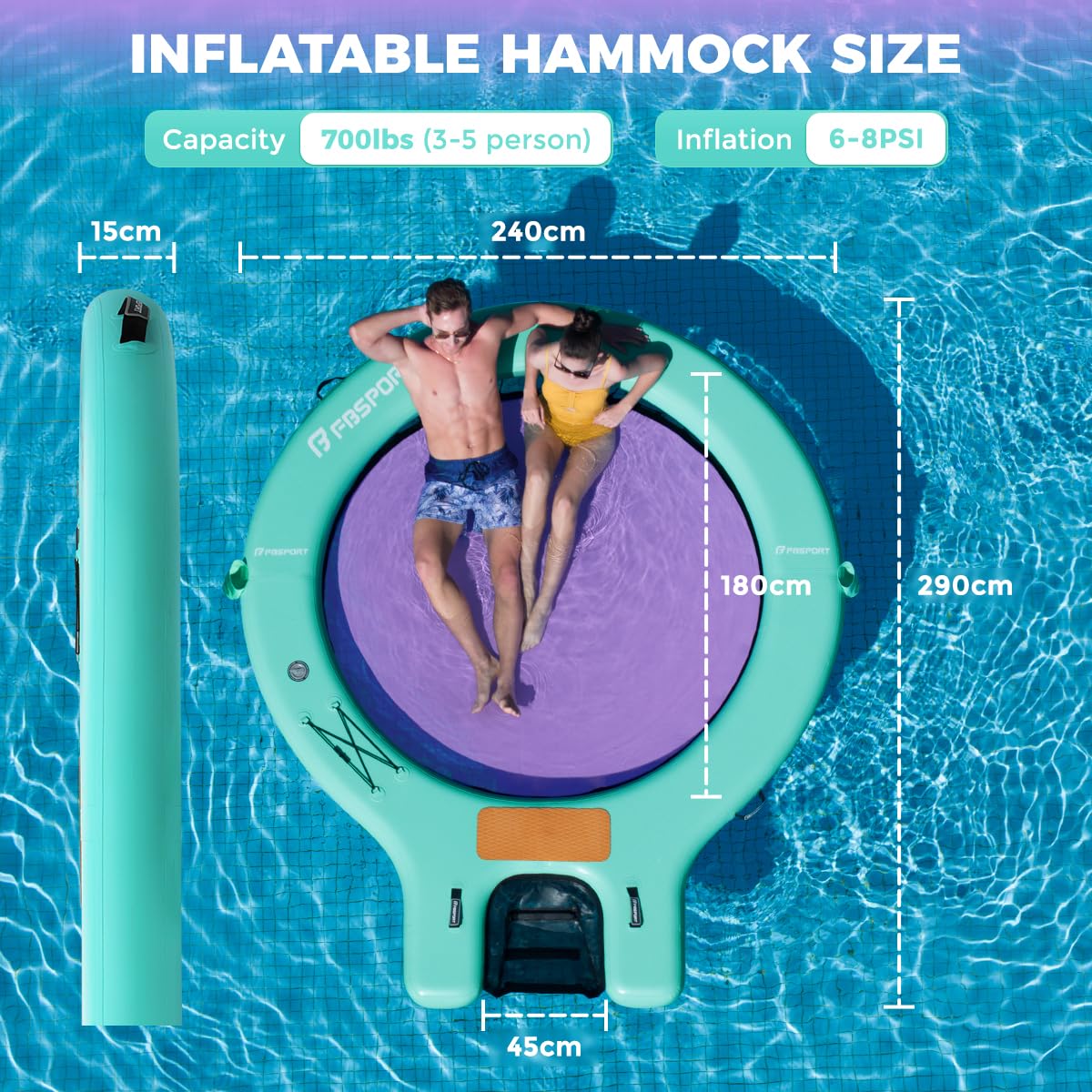 Große aufblasbare Badeplattform 240 cm Schwimminsel Sunchill mit Wasserrampe für Hunde, Wasserinsel für 3–5 Personen, Schwimmendes Dock inkl. Luftpumpe, Badeinsel Plattform für Pool Strand See & Ozean